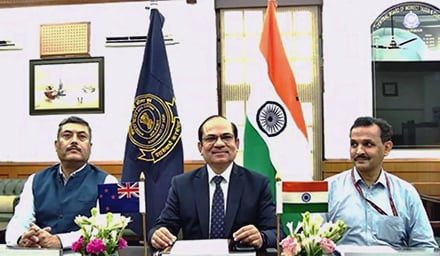 Indian contingent at the virtual signing ceremony