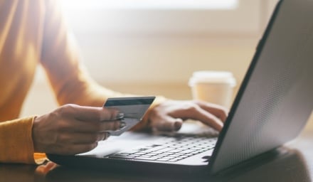 Individual shopping online with credit card